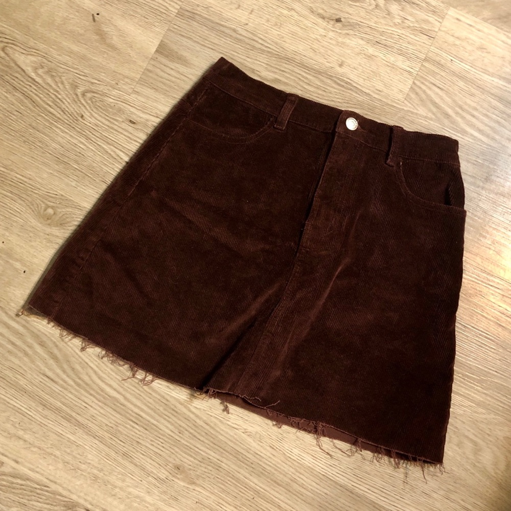 🔥3/$30! NWT Distressed brown corduroy mini skirt